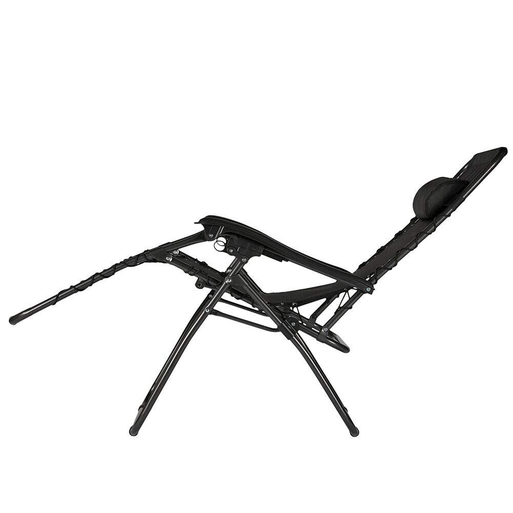 BAKAJI Sedia a Sdraio Relax Reclinabile Modello Fasciato con Struttura in Acciaio e Tessuto Textilene 165x69x112cm per Spiaggia Giardino Esterno (Fasciato Nero)