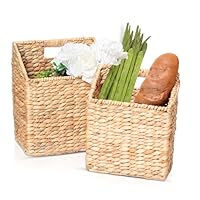 NAMVERA 2er Set Hängende Aufbewahrungskörbe aus Wasserhyazinthe – Handgeflochtene Wandkörbe für Post, Dokumente, Bücher & Zubehör – Wandorganizer für Flur, Küche, Büro – Boho & Landhausstil