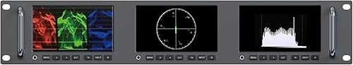 Miniatura 2 de LILLIPUT RM-503S Monitor de montaje en rack Full HD 2RU de 3 X 5 pulgadas 1920x1080 HDMI 2.0, entrada y salida 3G-SDI con forma de onda y funciones