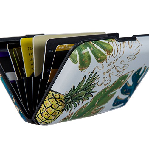 Image of Elfish Mini RFID Aluminum Wallet Credit Cards Holder Business Card Case Metal ID Case for Men Women (Pineapple)