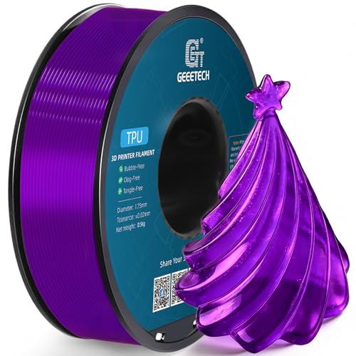 Image of Geeetech TPU Filament 1.75mm, Shore 95A Flexible 3D Printer Filament with High Elasticity, 1KG (2.2lbs) Spool, Dimensional Accuracy ±0.03mm, Fits Most FDM Printers (Clear Purple)