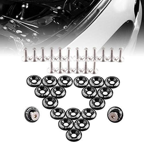 Ryanstar 20 Pcs Bumper Fender Washers and Bolts Aluminum Alloy Engine Bay Dress Up Kit Black