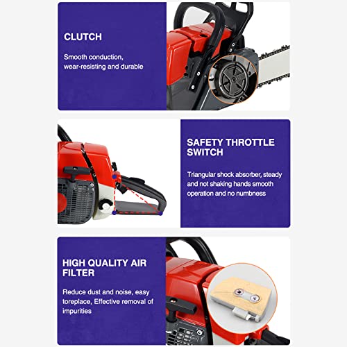 ZHANGTAOLF Kettensäge, 72cc 24-Zoll-Gas-Kettensägen, 2-Zyklus-Handheld-Benzinkettensäge mit Führungsbrett zum Schneiden… – Bild 7