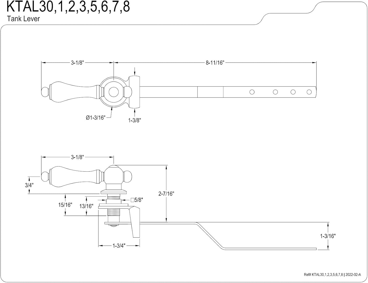 Kingston Brass KTAL33 Restoration Toilet Tank Lever (Front Mount), Antique Brass