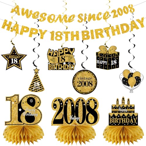 Kuxriox 18th Birthday Decorations for Boys Girls,Happy 18th Birthday Banner