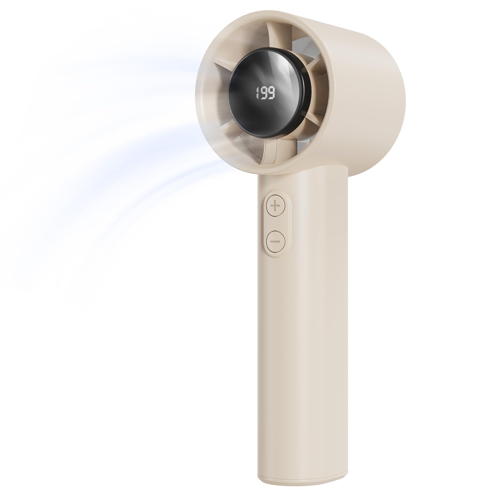 LUXVANO Handventilator - Tragbarer Mini Ventilator mit 1–199 Stufen, LED-Display, bis zu 13 Stunden Laufzeit, Kleiner USB Ventilator mit Akku für Büro, Reisen, Outdoor, Schminken