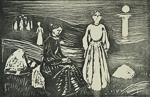 Toile Edvard Munch Femmes sur la plage de dans la nuit d'été affiche 60x90cm