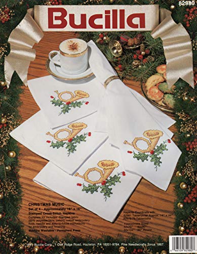 Kit de serviettes au point de croix estampillé Musique de Noël 82980 - 2