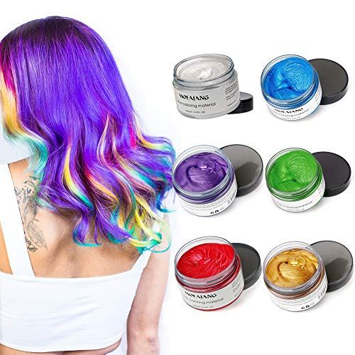 Temporary Hair Color Wax Color Hair Dye Hair Styling Hair Wax Color Nice and Easy to Wash Hair Color (6 Colors Kit)