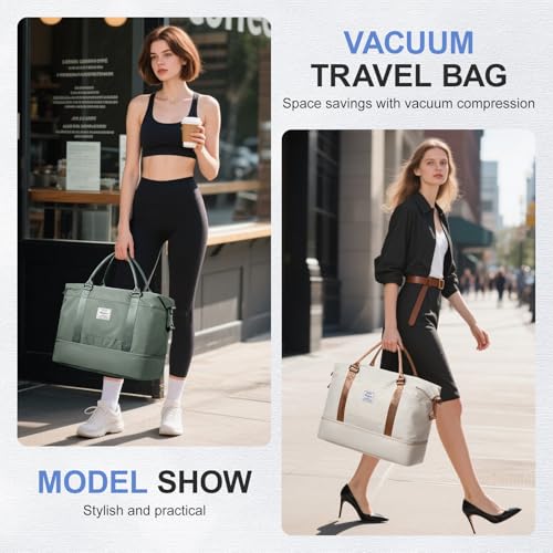 duffle bag for travel,Weekender Bags for Women,vacuum bags for travel,carry on luggage 22x14x9 airline approved，carry on Gym Bag for Men，Overnight bag，hospital bag for women labor delivery，beige2