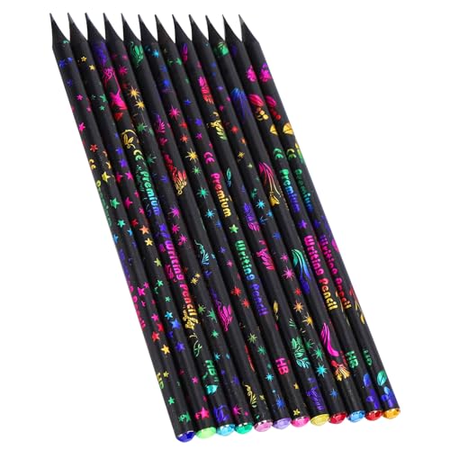 GBKDQQ 48 lápices HB con diamantes, lápices de madera de para dibujar, escribir, esbozar, suministros escolares de oficina, color negro