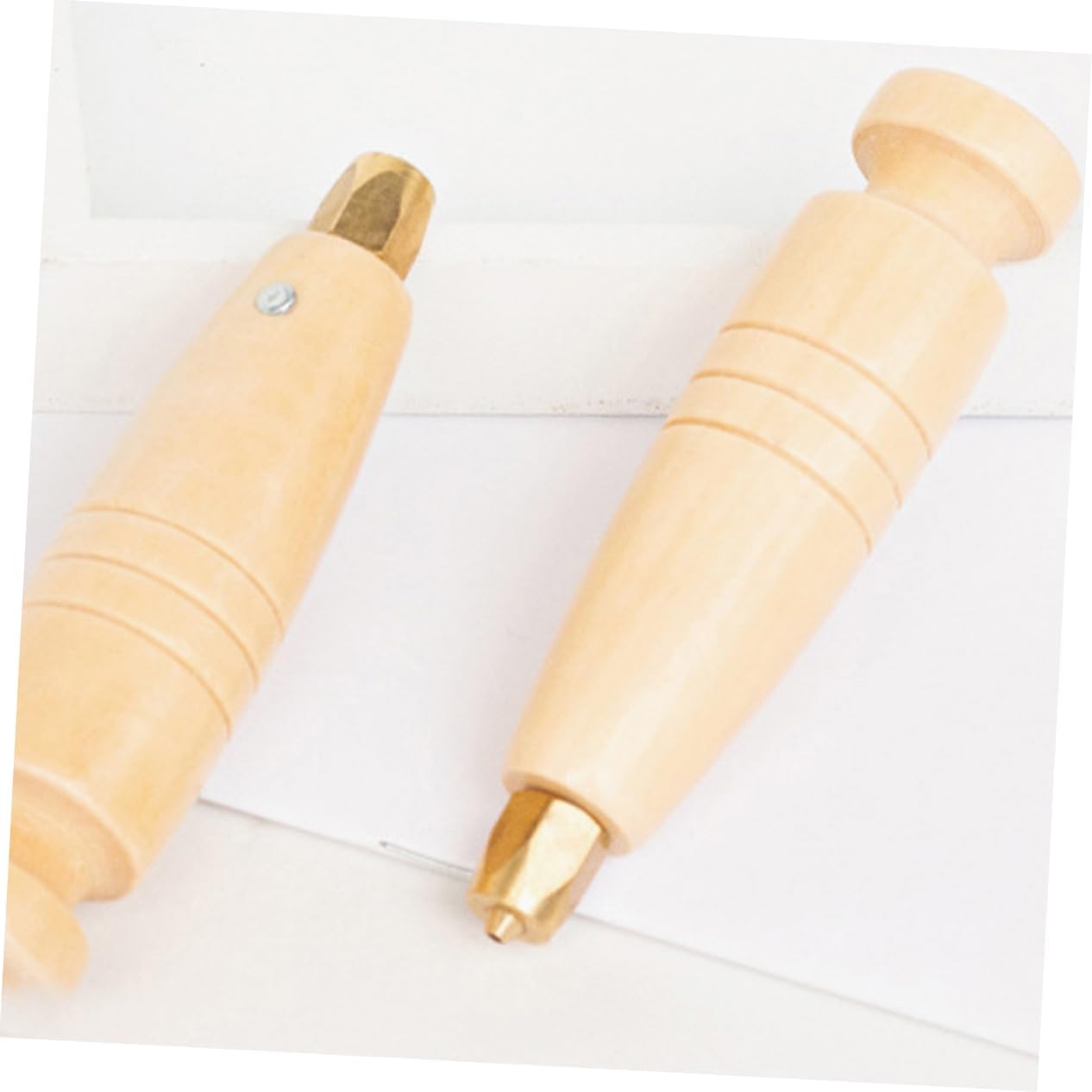 ULDIGI 2pcs Wooden Handle Awl for Sewing Book Binding Tailor Leatherworking Tool Handle Replacement