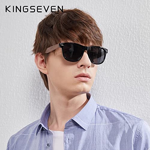KINGSEVEN Black Walnut Sunglasses For Men And Women Wood Polarized Sun Glasses Men's Glasses Handmade UV400 Sunglasses2
