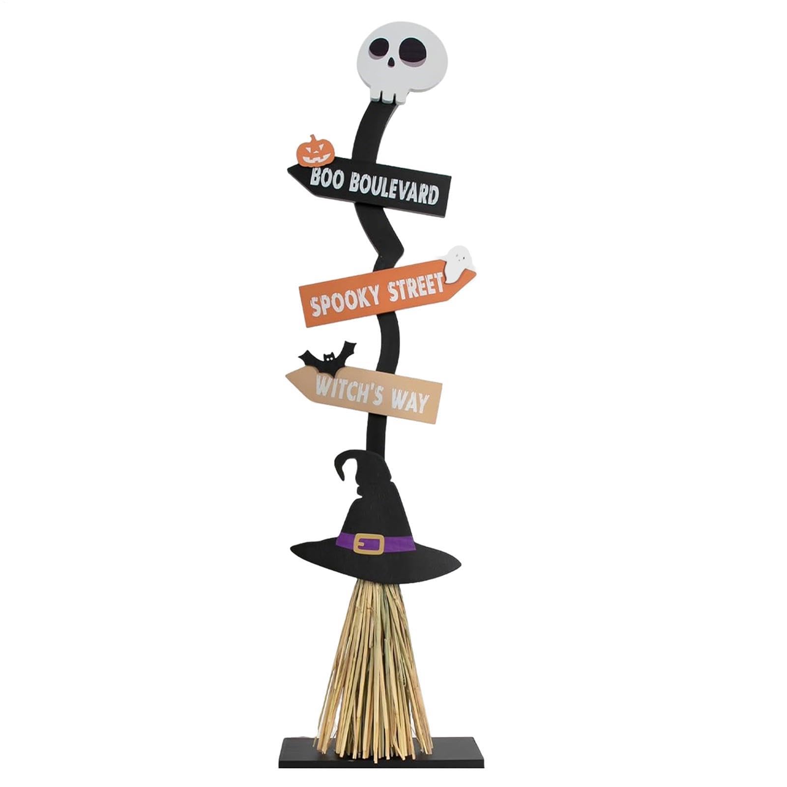 Balai pour sorcière décoratif en bois pour un porche d'Halloween accueillant