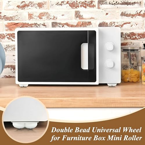 Image of Self-Adhesive Mini Caster Wheels for Furniture - 360 Swivel Sticky Wheels for Kitchen Appliances, Trash Cans, Storage Bins, Heavy-Duty Stainless Steel, Universal Fit (8 Pcs)