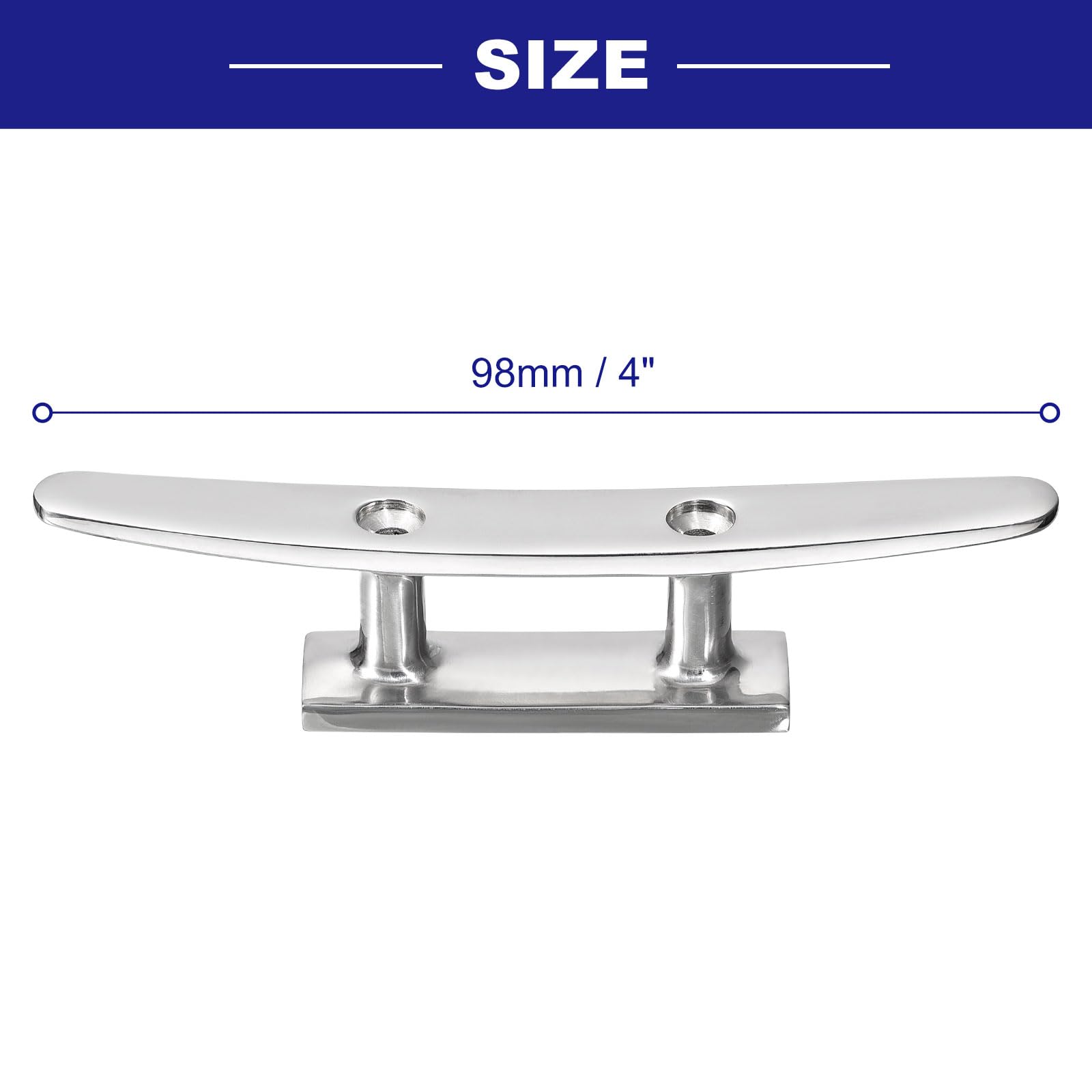 QUARKZMAN Bateau Taquet Ouvert Base 4 Pouce, 4 pcs 316 INOX Acier Dock Taquet pour Kayak Bateau, Yachts, et Pêche Bateaux, Inclure Installation Vis