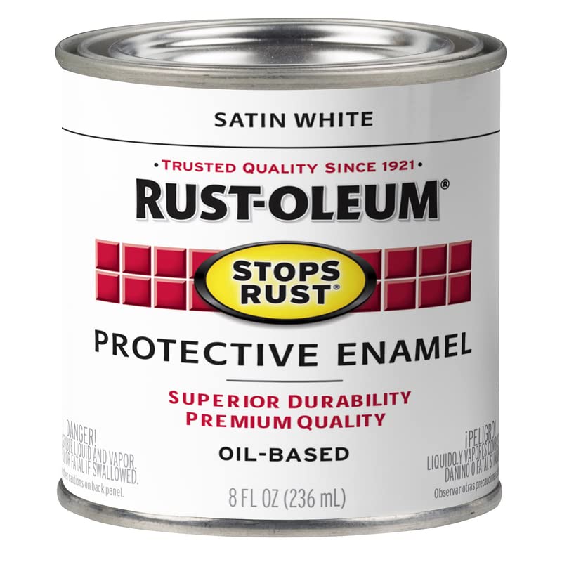 Rust-Oleum Stops Rust Satin White Oil-Based Industrial Enamel Paint Half-Pint, 1/2 pt