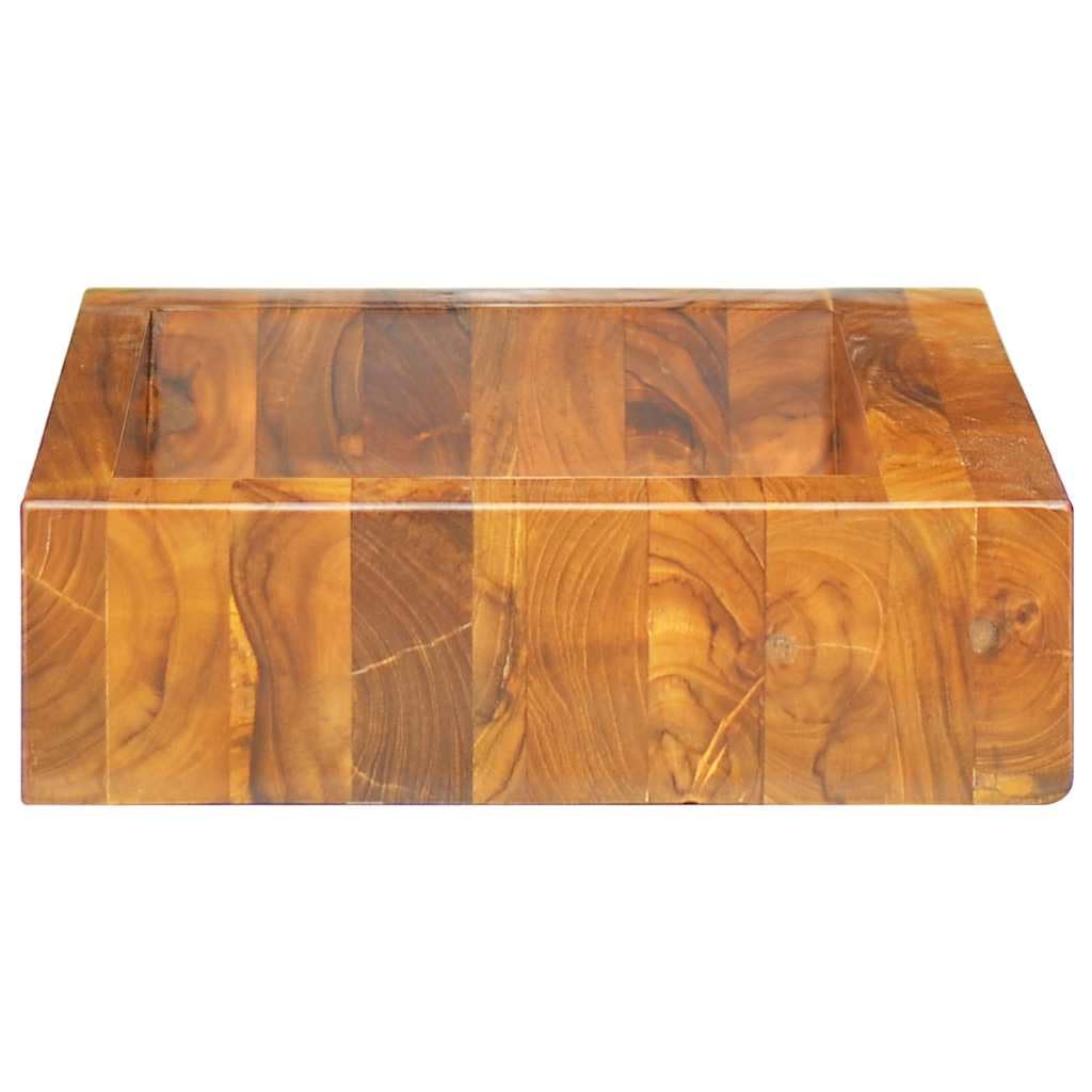 Umywalka z litego drewna tekowego 50 x 35 x 10 cm z otworem odpływowym
