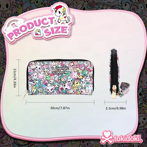 Tokidoki Wallet with Wristlet PU Leather RFID Blocking Credit Card Holder Large Capacity Zipper Phone Wallet (pink)3
