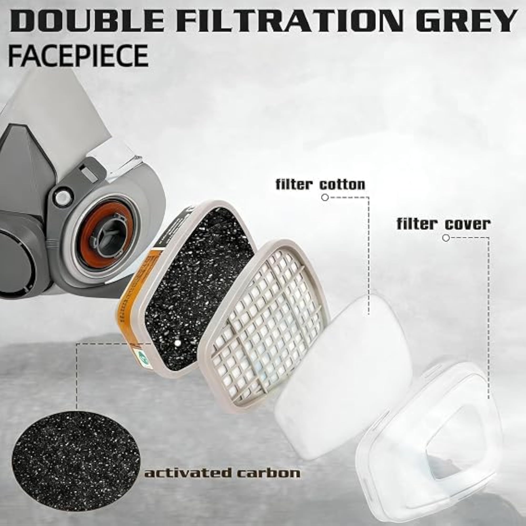 Reusable Respirator Gas Mask Face Cover with Filters