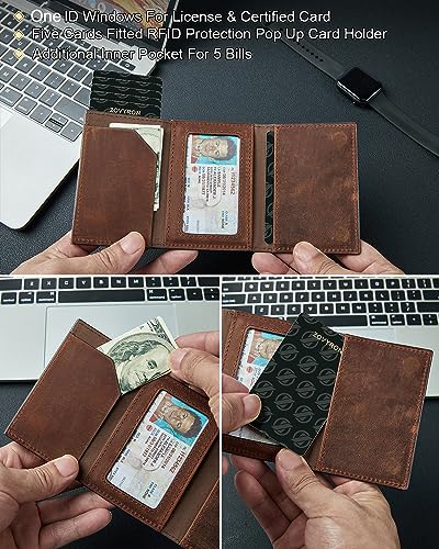 Wallet for Men Slim Minimalist RFID Wallet with ID Window, Leather Smart Pop Up Wallet Credit Card Holder Front Pocket Wallet3