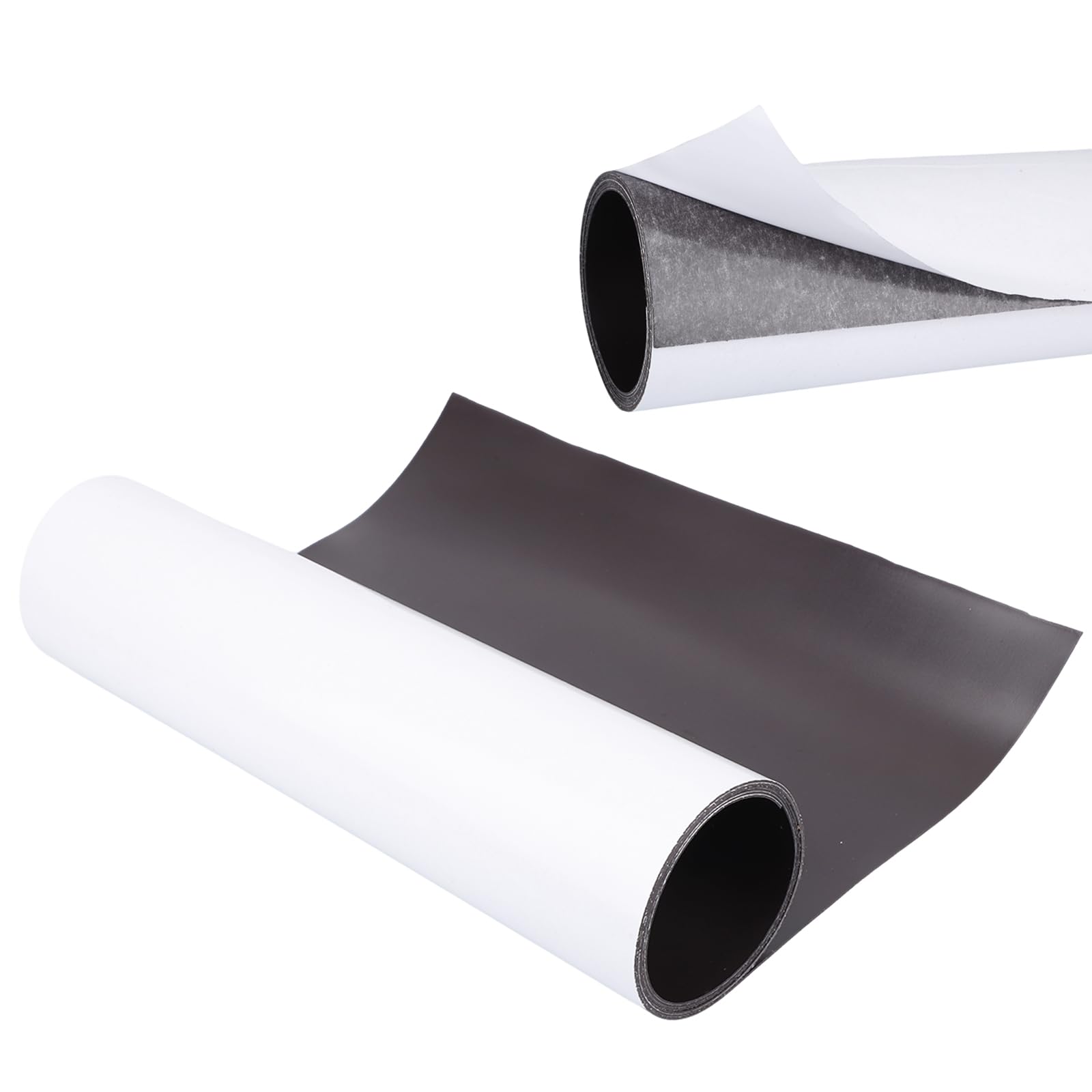 BOXOB Rouleau Feuille Magnétique, 150x30cm Extra Larges Feuilles Magnétiques Adhésives Flexibles Découpables Surface Noire et Blanche Papier de Signalisation pour Véhicules Projet Bricolage
