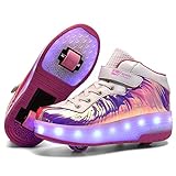  Zapatos con Ruedas Zapatillas con Dos Ruedas para niños y niña Led Luces Zapatillas con Ruedas Se Puede Bambas con Ruedas Carga con USB Automática Calzado de Skateboarding