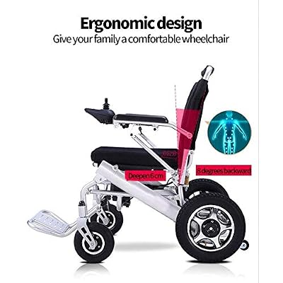 Fold and Travel Lightweight Electric Wheelchair, Mobility Scooter Wheel Chair, Aviation Travel Safe Power Wheelchair Foldable Silla de Ruedas Electrica para Adultos (Black, 17 Seat Width)