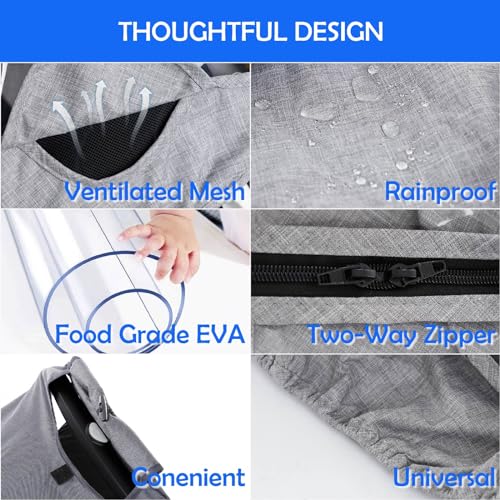 Image of Car Seat Rain Cover,Food Grade EVA,Universal Car Seat Rain,Waterproof, Windproof Protection,Protect from Dust Snow,Rain Cover Features Quick-Access Zipper Door and Side Ventilation(Grey)