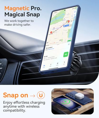 Image of CANSHN Designed for Samsung Galaxy S23 Ultra Case [Full Camera Protection] [Compatible with MagSafe] Translucent Matte Shockproof Protective Phone Cover 6.8 Inch - Deep Blue