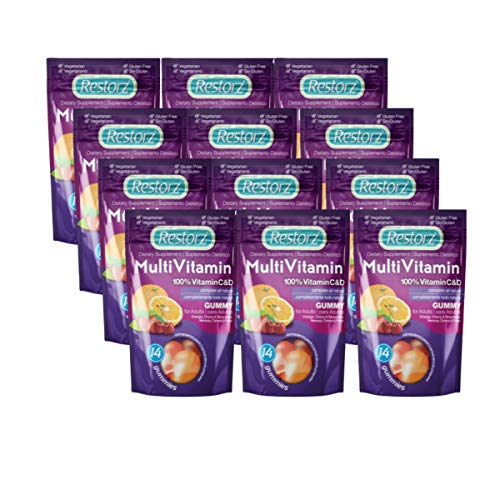 Adult Multivitamin Gummy by Restorz, Multivitamin Gummies with Zinc, Vitamin A, B Vitamins, Vitamin C, E, and D Vitamins, Immune Support Dietary Supplement, Assorted Flavors, 90 Servings (168 Gummies)