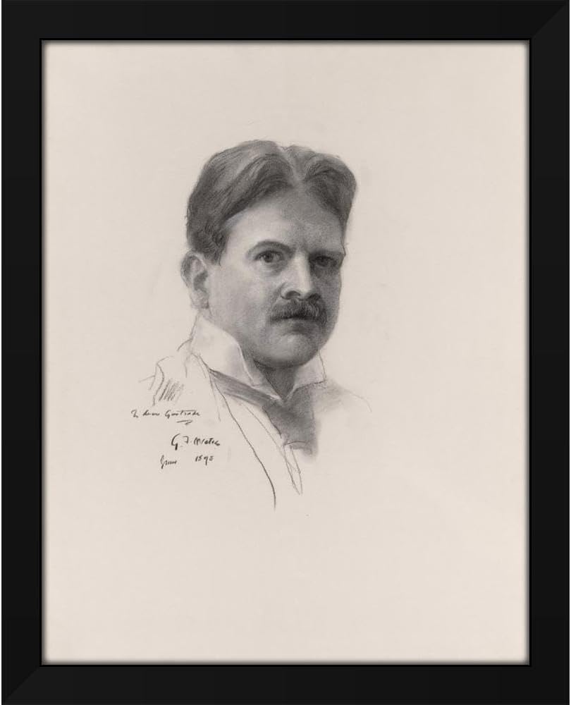 George Frederic Watts 20x24 Black Modern Framed Art Print Titled: Portrait of Edwin Austin Abbey (1898)