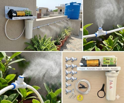 Image of Homenote Fogger Kit for Dairy & Poultry Farm | Simple Setup Fogger System with 100 GPD Pump, 10 Nozzles & 15m Pipe | CUT THE PIPE YOURSELF | Recommended to cut Nozzle Distance 1.4m
