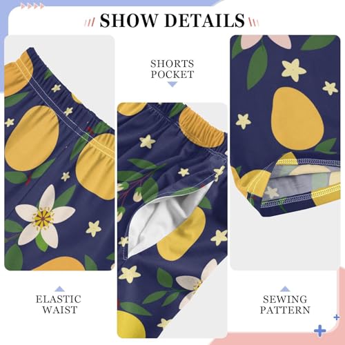 Mango Flowers Boys Long Pants Soft Trousers Elastic Waist Kids Lounge Bottoms with Pockets S-XL4