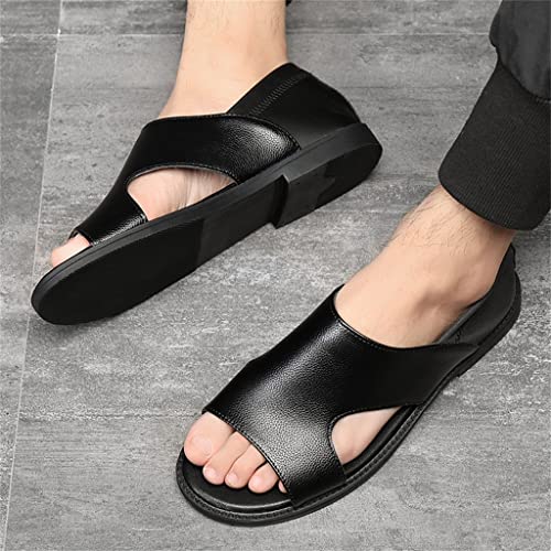 Dual-Purpose Beach Shoes Cow Leather Thick Soled Shoes Casual Comfortable Men's Sandals(42)3