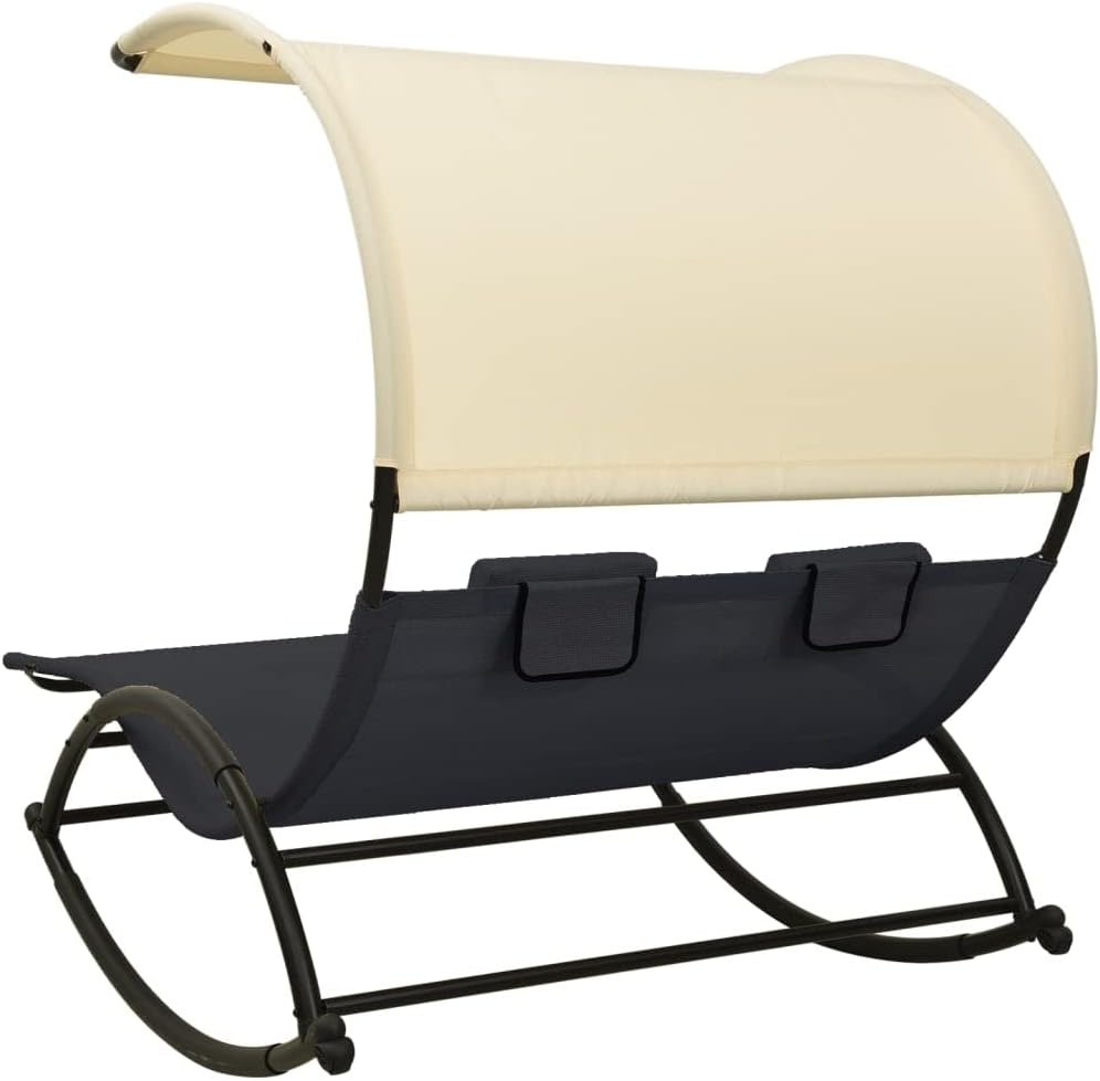 Side view of vidaXL Double Sun Lounger in reclined position