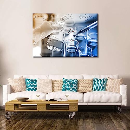 Image of TUMOVO Home Decor Clinical Laboratory Poster Canvas Paintings Wall Art 1 Pieces Medical Bedroom Decor Wall Art Young Scientist Canvas Wall Art Framed Ready to Hang, 24 inch Wx36 H
