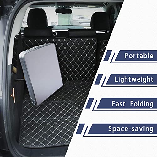 Outdoor Folding Table, Camping Folding Tables With 3 Adjustable Height Legs And Storage Organizer For Bbq, Party, Picnic, Camping (White) #TOP4