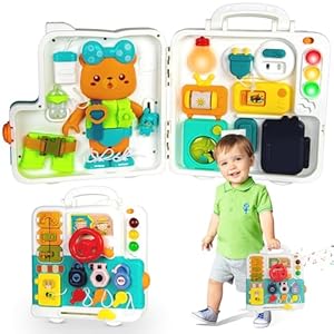 Montessori Toys for 1-3 Year Old Boy Girl, 32-in-1 Musical & Light Busy Board, Educational Toddler Toys for Age 1-2, Baby Toys 12-18 Month, Learning Toys for Toddlers 1-3, Birthday Gifts for 1-2