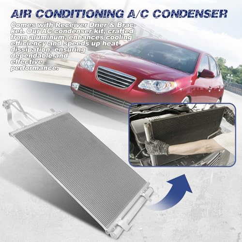 Image of Air Conditioning A /C Condenser Compatible with Hyundai Elantra 2007-2010# 3591, CN3591PFC, 976062H010, 976062H000
