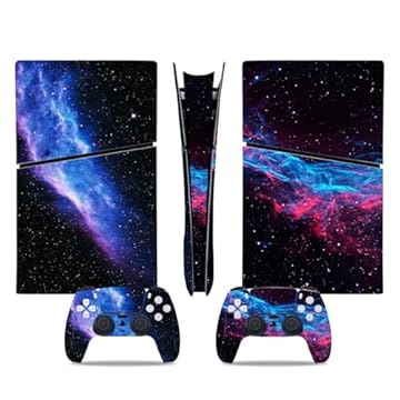 ROIPIN Capa preta para PS5 Slim Digital, adesivo de película protetora para console PS5 Slim Edição Digital, decalque adesivo de skin cobertura completa (A Via Láctea)