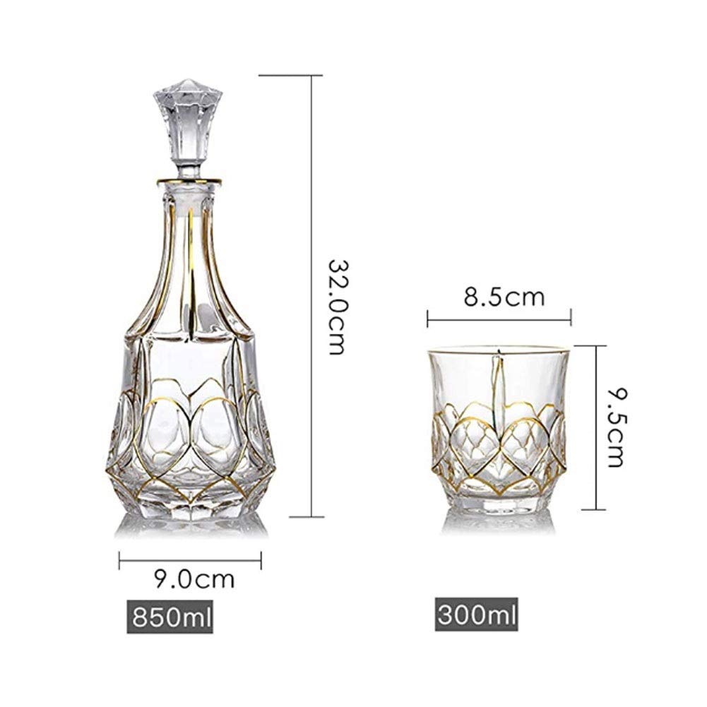 Karafka do whisky i zestaw kieliszków bezołowiowy kryształowy zestaw do wina kieliszek do czerwonego wina kubek do whisky karafka szklanka powietrzna butelka na wino dzbanek piwnica na wino 850 ml