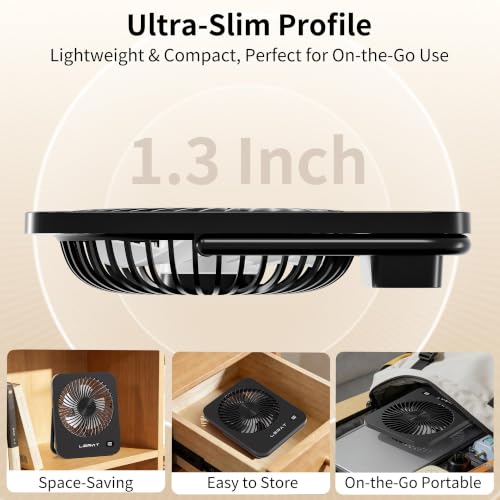 5-Speed Lerat USB Rechargeable Foldable Portable Desk Fan - image 6