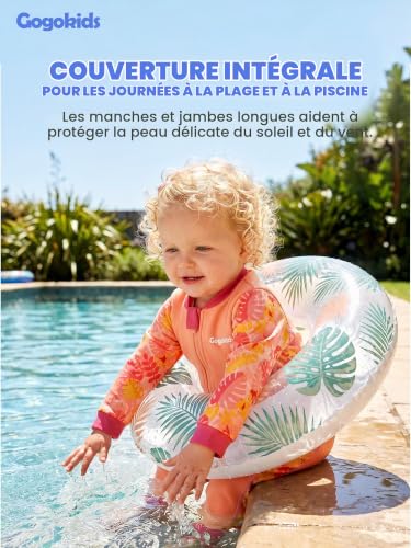 Gogokids Combinaison de bain en néoprène pour bébé 0-3 ans, combinaison de bain pour tout-petit avec fermeture éclair frontale, doublure en polaire, manches longues, protection solaire et de natation – vue 4