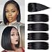 Ameli Brazilian Hair 4 Bob Bundles With Closure 4x4 Short Human Hair Weave Bundles With Lace Closure Free Part 8A Brazilian Straight Hair 8 inch Natural Color (8 8 8 8+8 closure)