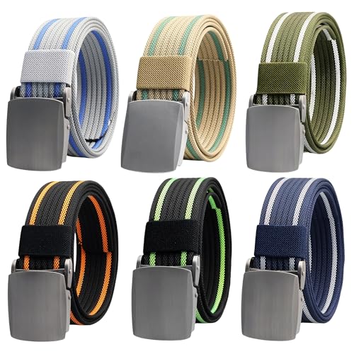 Two Tone Striped Metal Buckle Nylon Quick Release Colorful Belt Key Ring Strap, Metal Buckle3