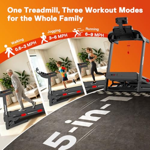 Image of Treadmill for Home with 15% Auto Incline -9MPH Max Speed,6 LED Touchscreen, 330LBS Capacity, Bluetooth Speaker, 3.8HP Home Office Treadmills for Running Jogging Walking, APP Connectivity
