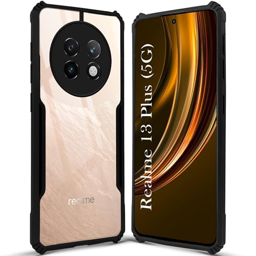 Image of Jkobi Back Cover Case for Realme 13 Plus (Shockproof with Polycarbonate Clear Panel | Professional Black)