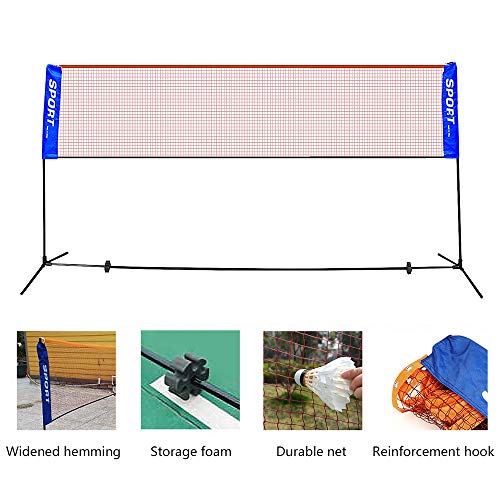 image for AKOZLIN Portable Adjust Height 2.8-5ft Badminton Net Set,10ft Wide Ava