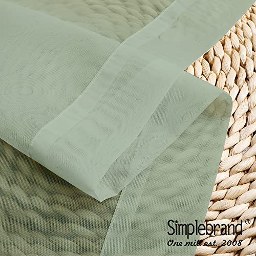 Simplebrand Rod Pocket Top Solid Voile Sheer Curtains For Bedroom, 54 Inch Length Drapes Set Of 2, Lightweight And Light Filtering Elegant Sage Curtains Panels Window Treatment, 42W×54L, Sage #TOP5